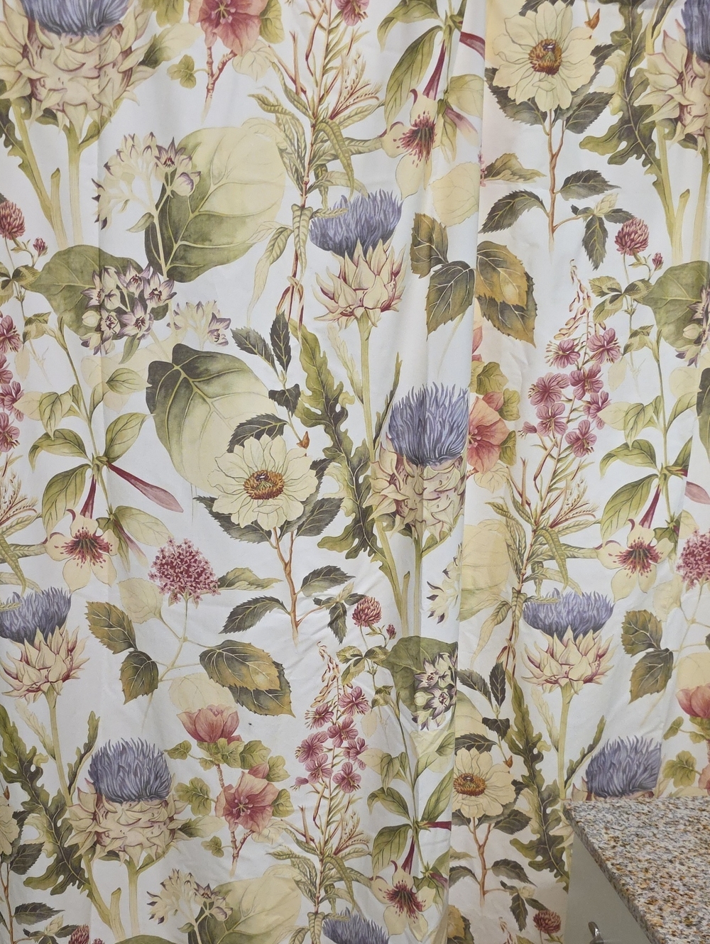 Pottery Barn Floral Shower Curtain in Green, Yellow, Purple